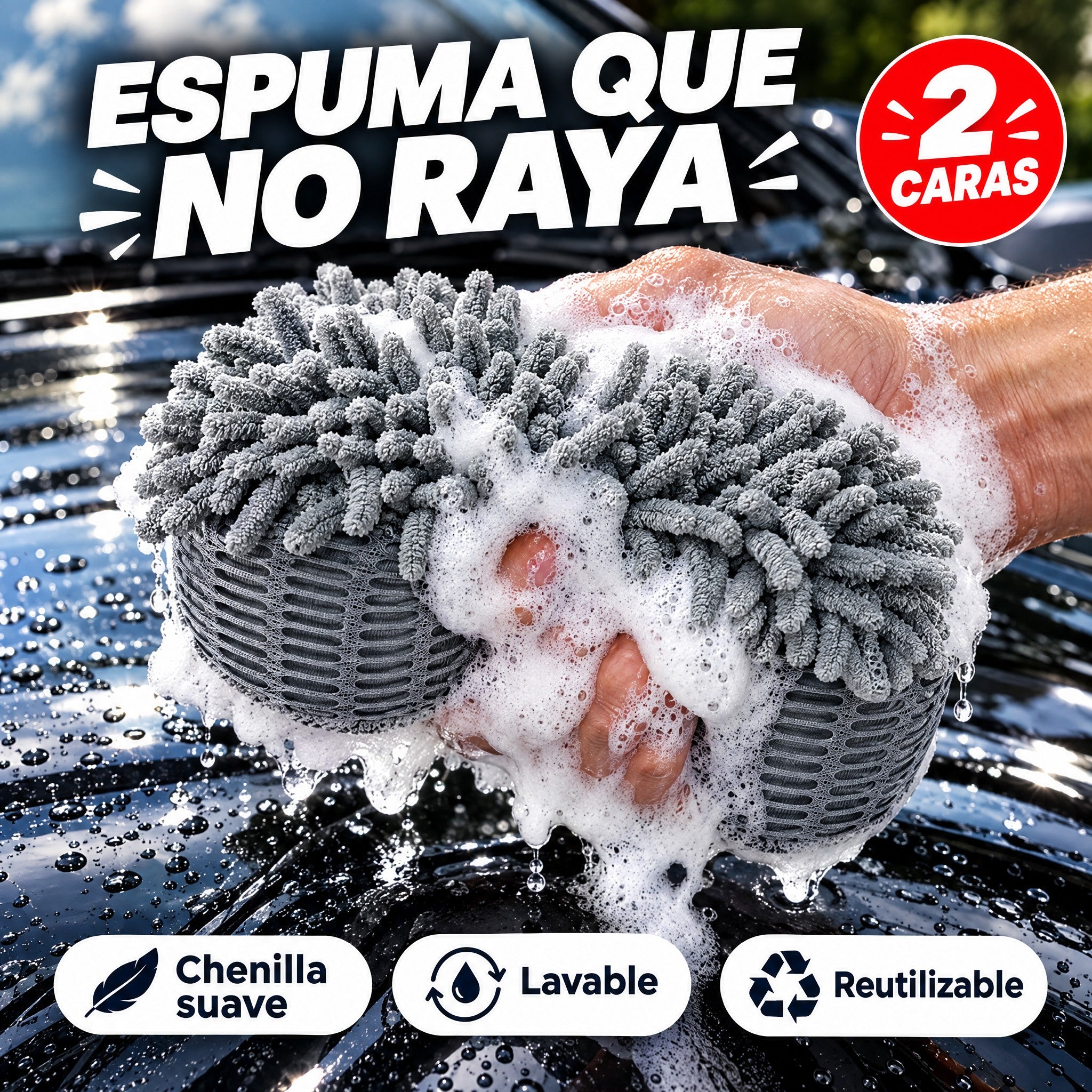 Esponja lavado coche chenilla doble cara