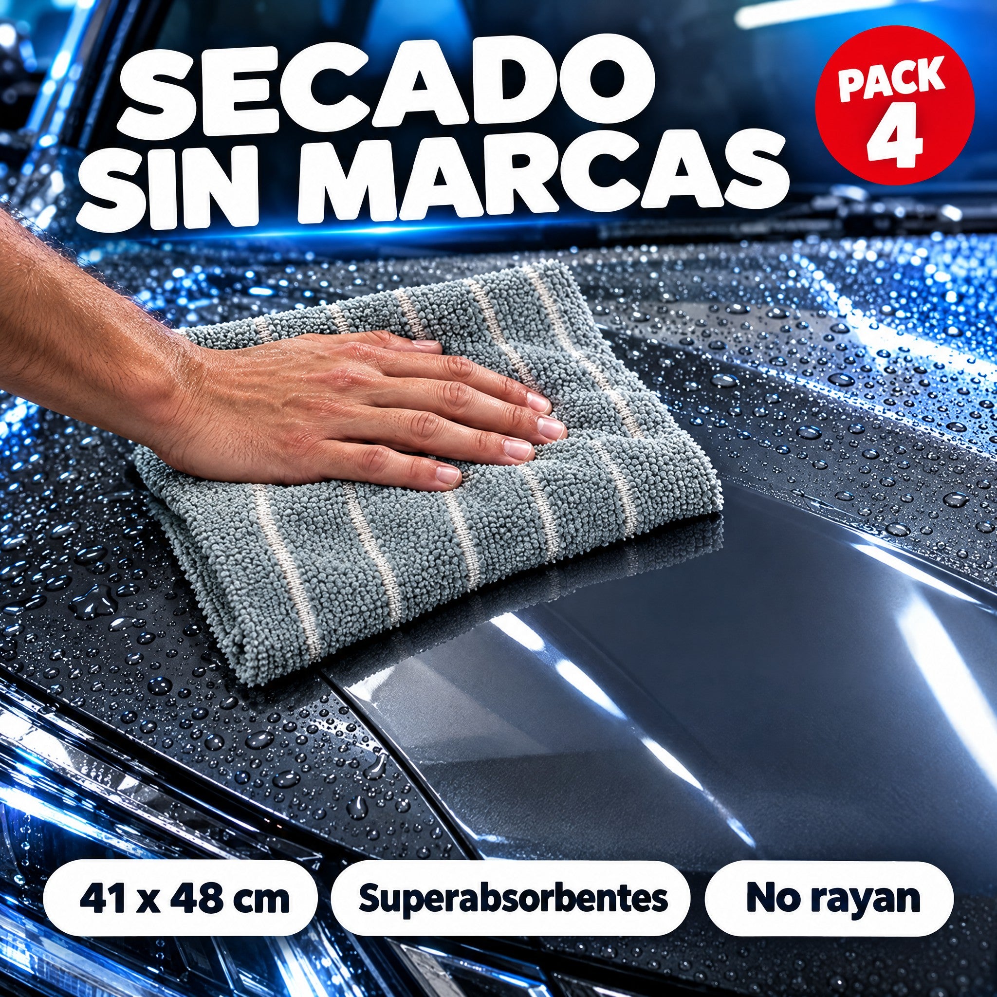 Bayetas microfibra coche secado sin marcas