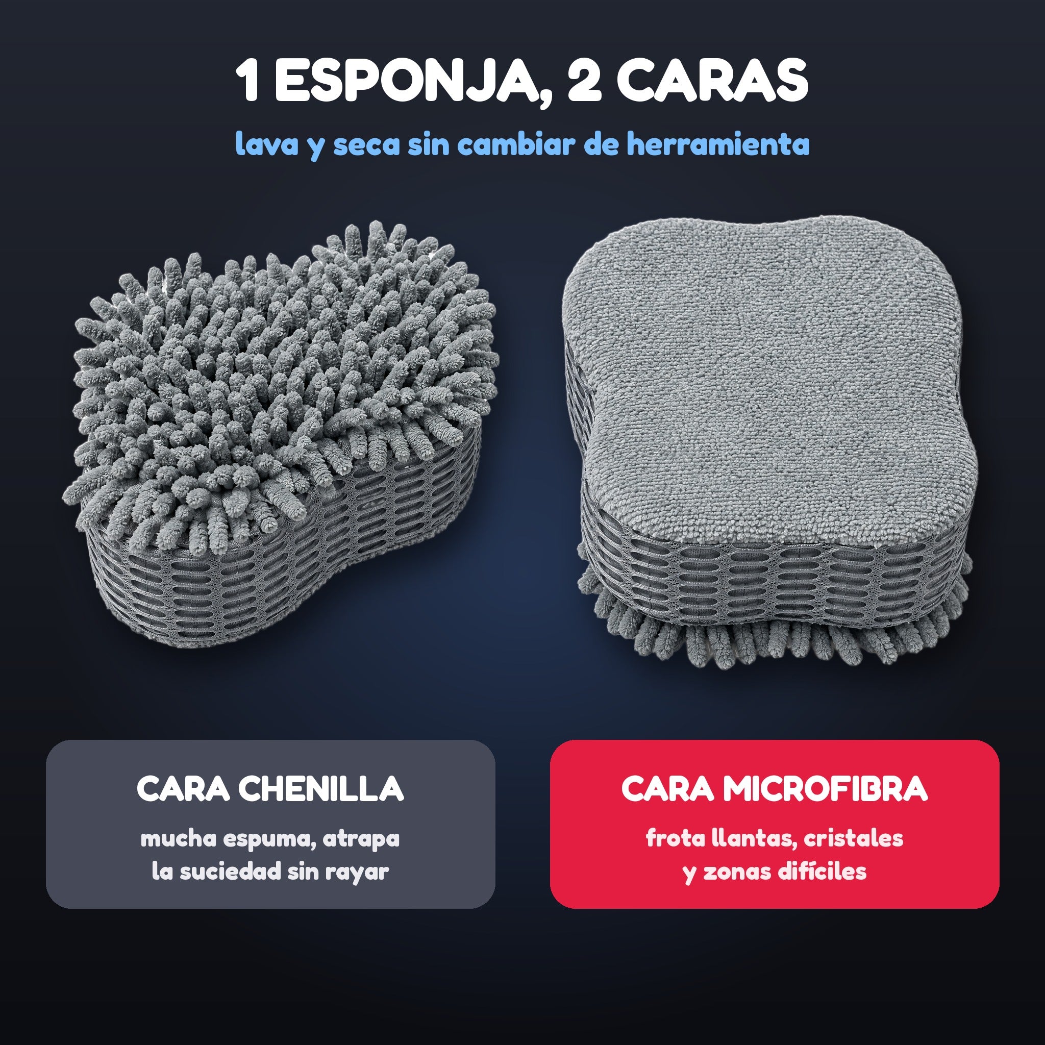 Esponja 2 caras chenilla y microfibra