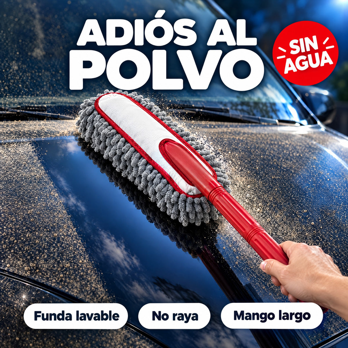 Plumero coche chenilla quita el polvo sin agua