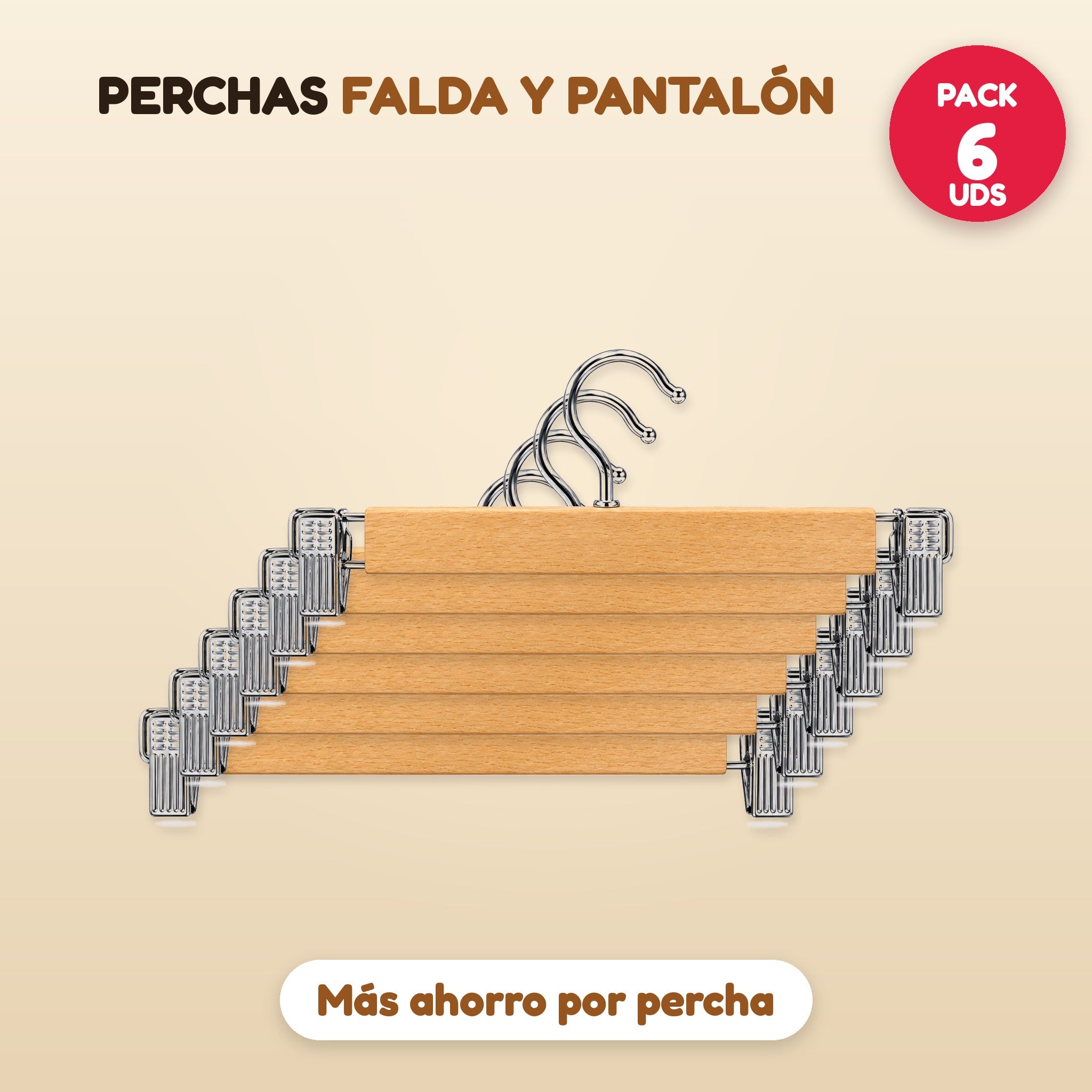 Pack 6 perchas falda y pantalón