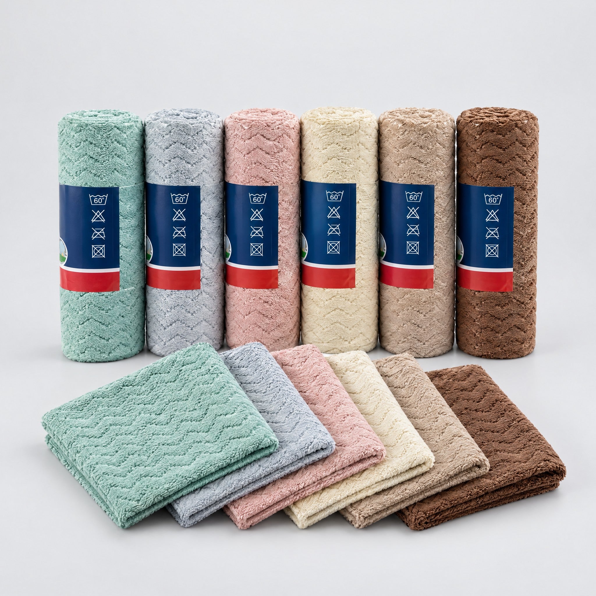 Rollos de bayetas de microfibra en 6 colores