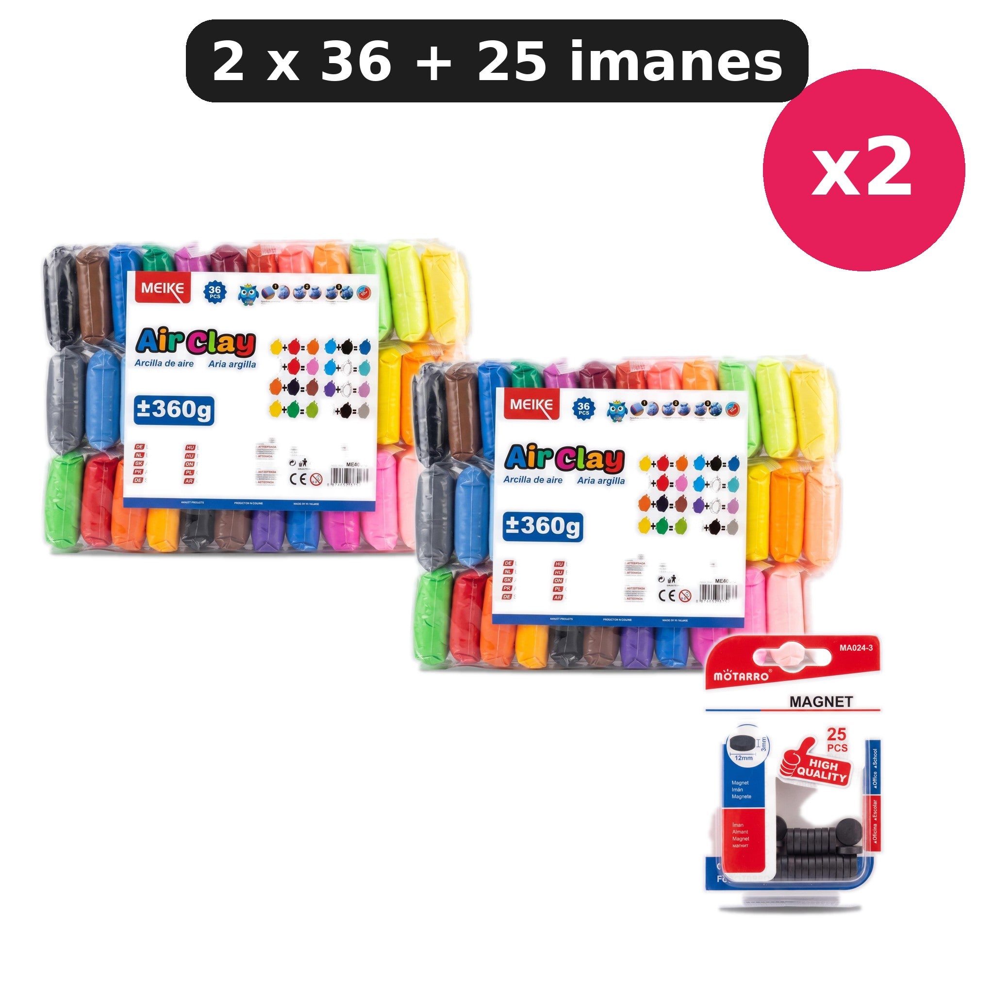Pack 2 x 36 colores + 25 imanes