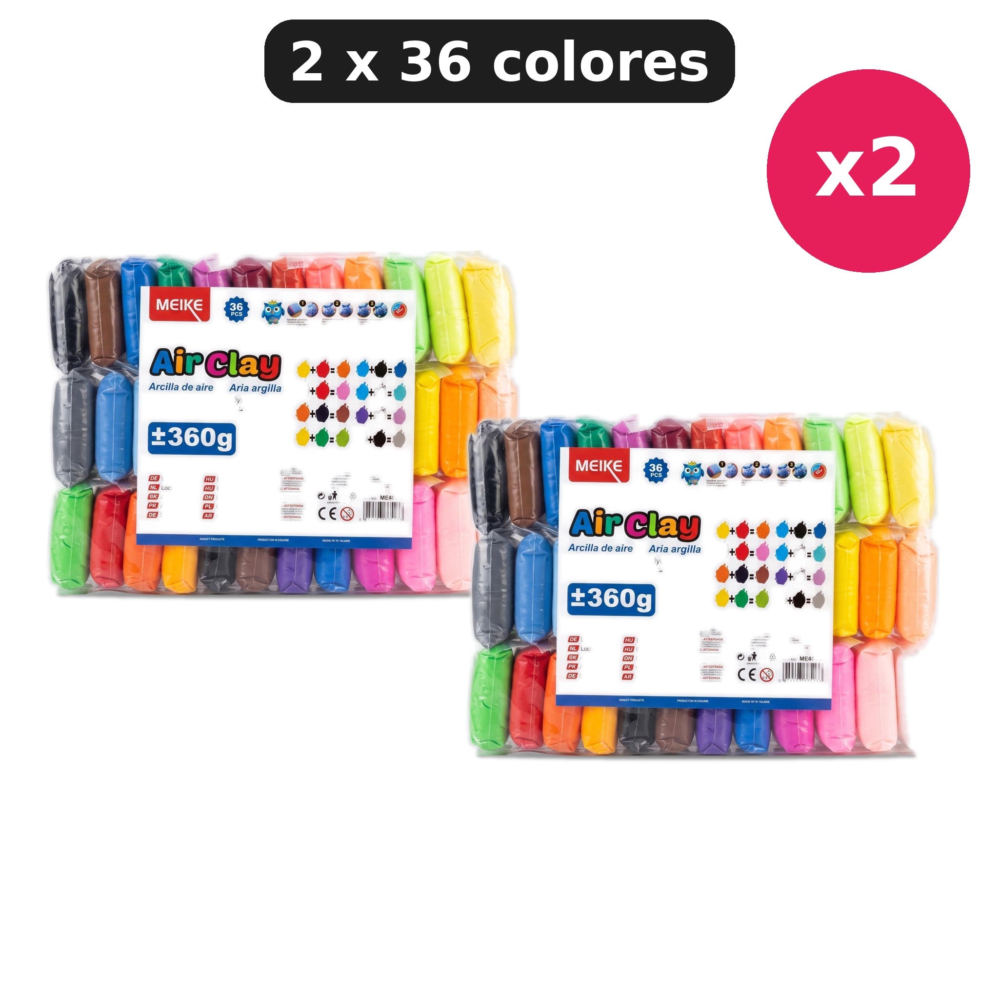 Pack 2 x 36 colores arcilla de aire
