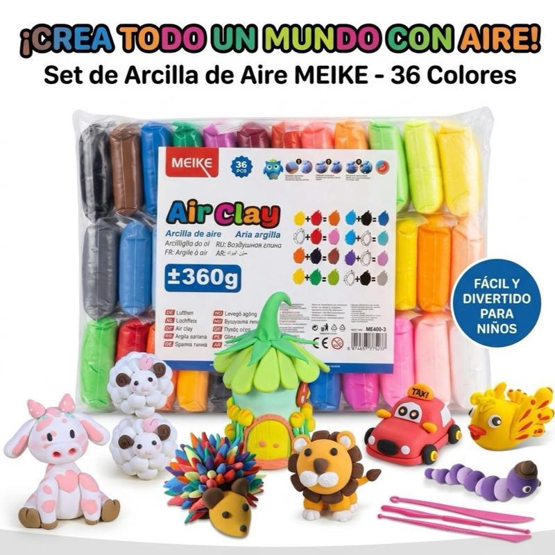 Kit de arcilla de aire MEIKE 36 colores con figuras